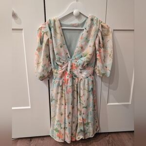 Lovecolette puff sleeve chiffon floral 40s style bust pastel light spring